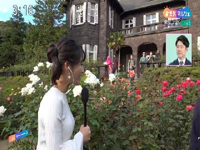 久保井朝美アナ、白ニットのロケットおっぱい！なんちゅうYCの膨らみや